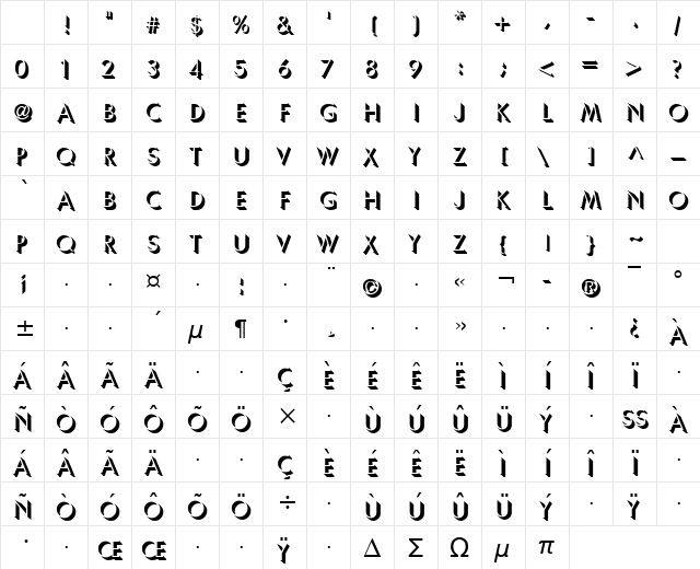Shadow Regular Character Map Shadow Regular Character Map