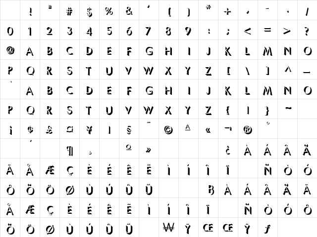 Shadow Regular Character Map Shadow Regular Character Map