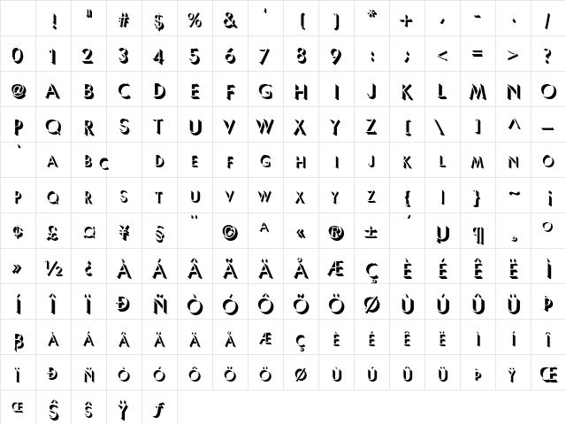 Shadow Regular Character Map Shadow Regular Character Map