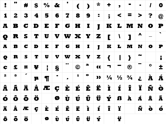 ShakewellExpBlack Normal Character Map