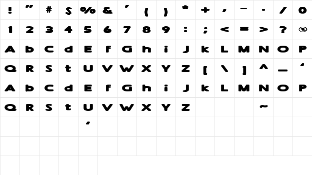 Sham ExtraBold Character Map