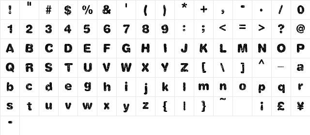 ShatterWeb Regular Character Map