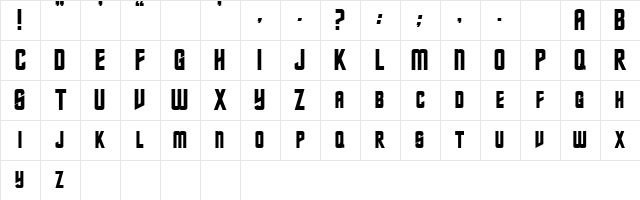 Nebula Bold Character Map