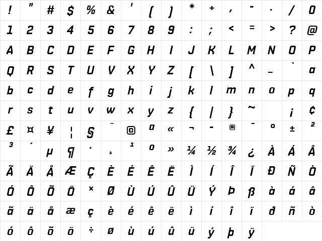 Shentox 12 Regular Character Map Shentox 12 Regular Character Map