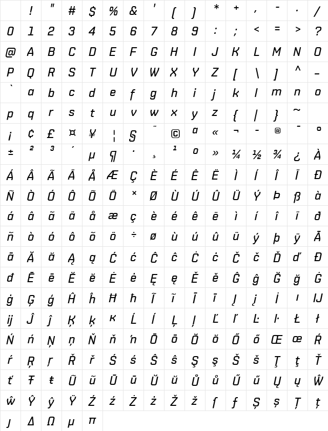 Shentox 10 Regular Character Map Shentox 10 Regular Character Map