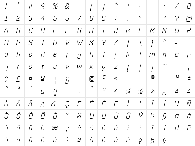 Shentox 6 Regular Character Map