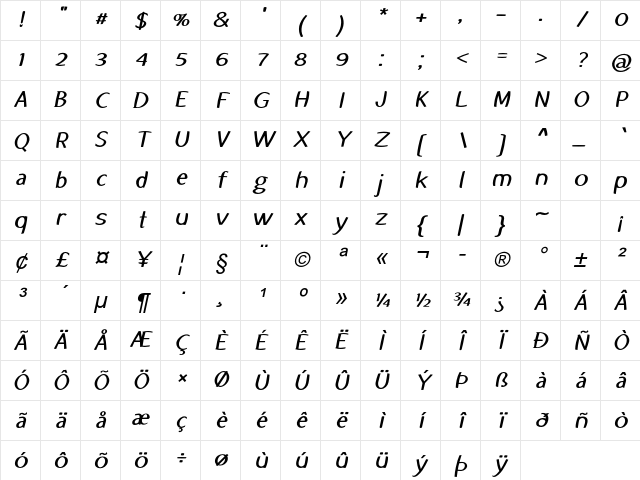 Shepherd Bold Italic Character Map Shepherd Bold Italic Character Map