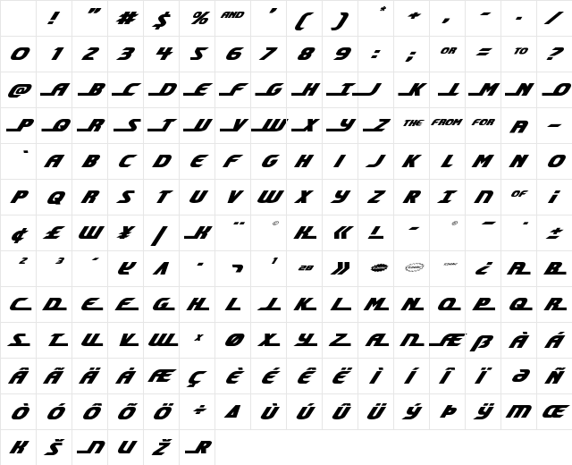 Shining Herald Expanded Italic Expanded Italic Character Map Shining Herald Expanded Italic Expanded Italic Character Map
