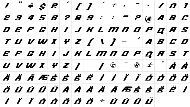 Need for Font Regular Character Map Need for Font Regular Character Map