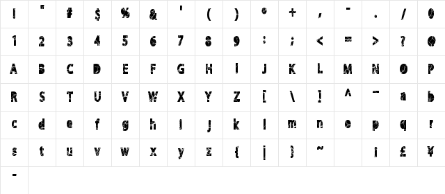 Shockvetica Regular Character Map Shockvetica Regular Character Map