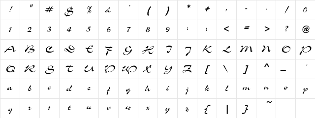 Shogun Regular Character Map