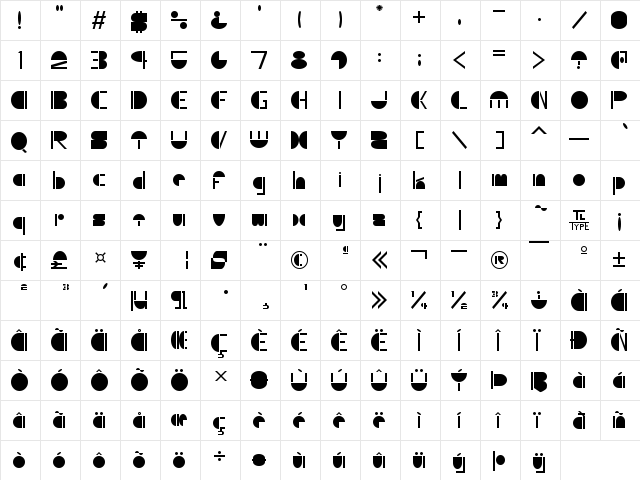 Shroom Regular Character Map