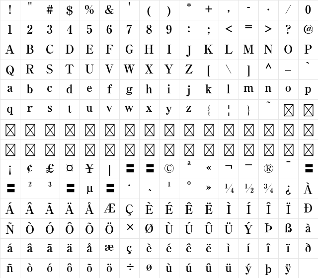 A-OTF Shuuei5 Std B Character Map