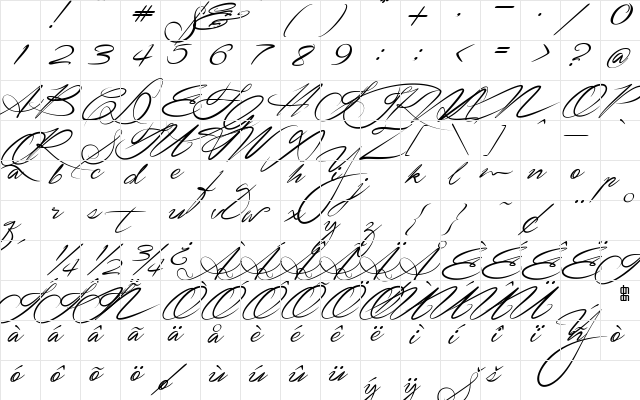 Signarita Zhai Regular Character Map Signarita Zhai Regular Character Map