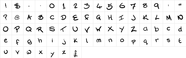 Silky Written Bold Character Map