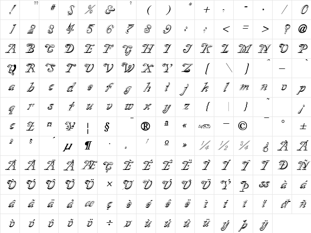 SilverPlate normal Character Map