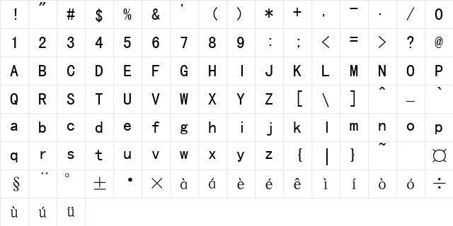 SimHei Regular Character Map SimHei Regular Character Map