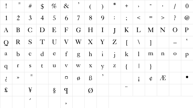 Nelsie-Light Regular Character Map