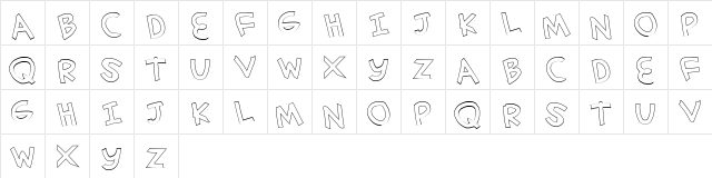 simplehand outline Regular Character Map