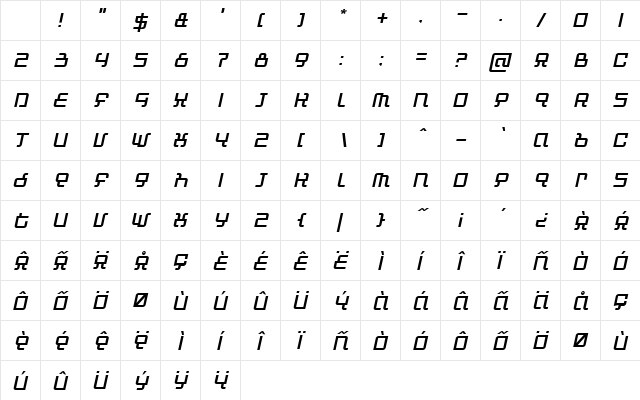 Automind Italic Character Map Automind Italic Character Map