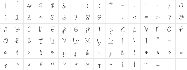 Sinau Regular Character Map