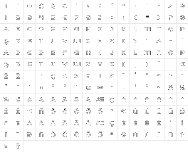 Singapore Sling Outline Regular Character Map Singapore Sling Outline Regular Character Map