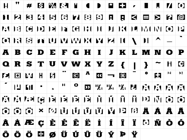 SinRazon Regular Character Map