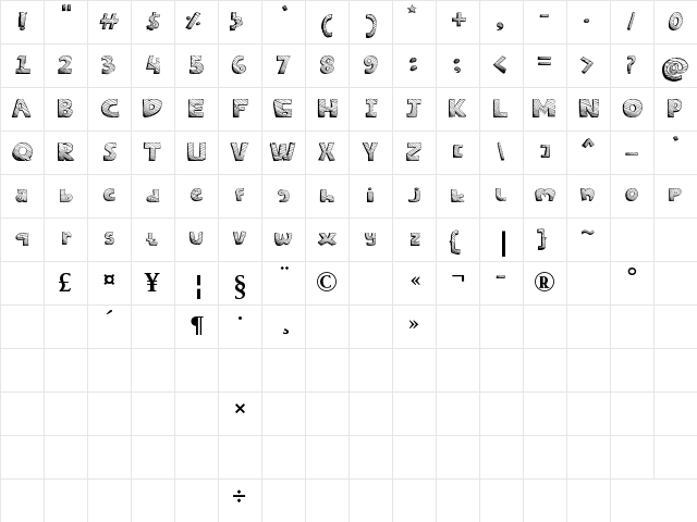 sketches Bold Character Map