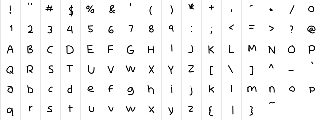Skidoo Thin Character Map