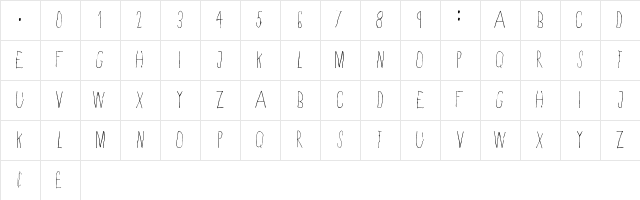 Skinny Regular Character Map Skinny Regular Character Map