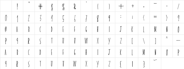 skinnyserif Regular Character Map skinnyserif Regular Character Map