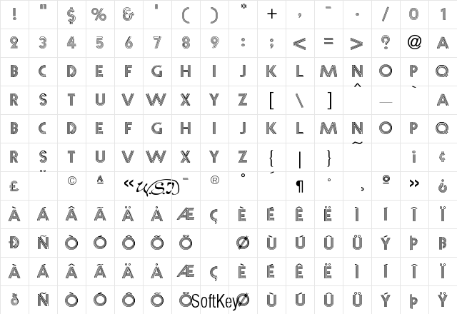 Neon Caps Regular Character Map