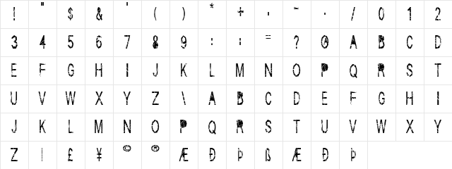Skratch Regular Character Map