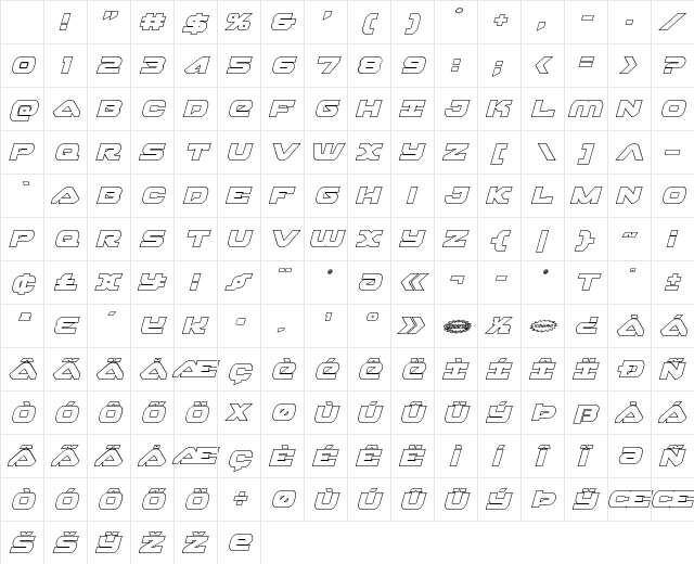 Skyhawk Outline Italic Italic Character Map Skyhawk Outline Italic Italic Character Map