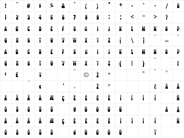 Skyline Regular Character Map Skyline Regular Character Map