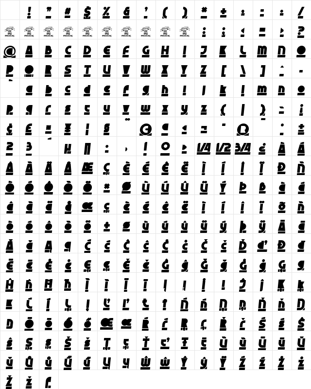 Skyzhi PERSONAL USE ONLY Regular Character Map