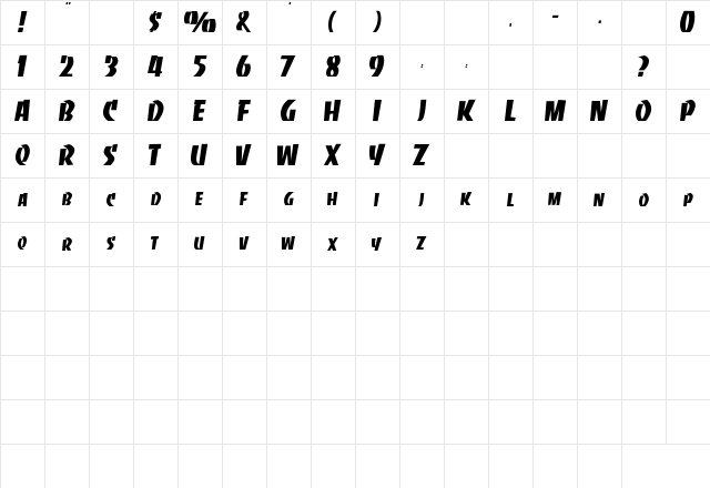 Slabface Regular Character Map