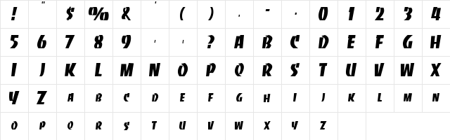 Slabface Regular Character Map