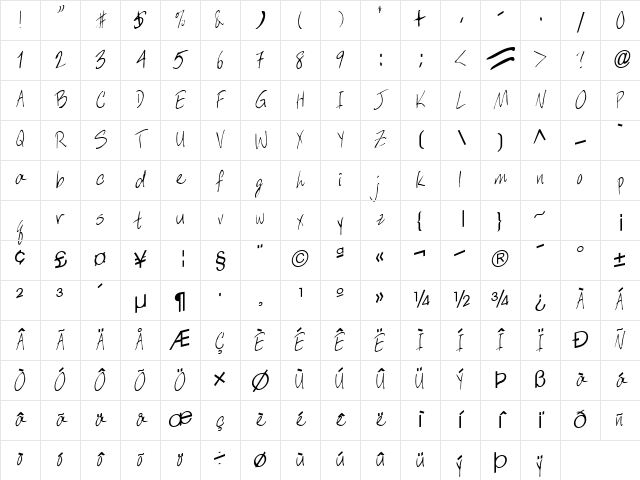 Sleep Regular Character Map Sleep Regular Character Map