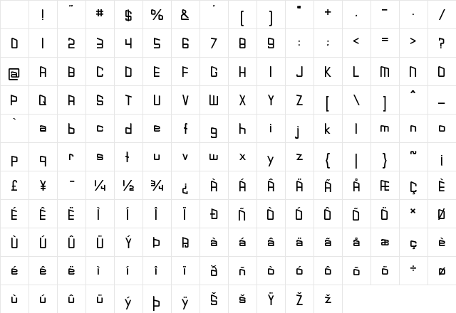 Slider Bold Character Map Slider Bold Character Map