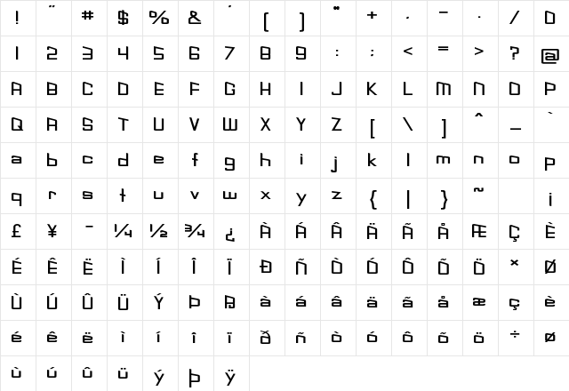 Slider Expanded Bold Character Map Slider Expanded Bold Character Map