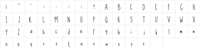 Slim Handwritten Regular Character Map