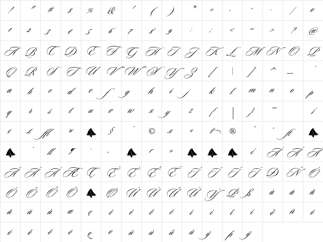 Sloop ScriptOne Character Map