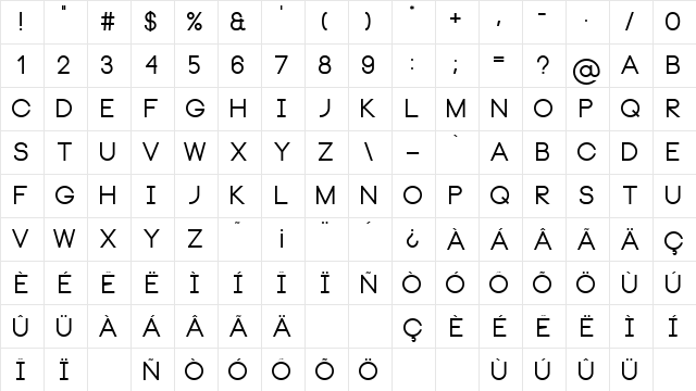 Neou Bold Character Map