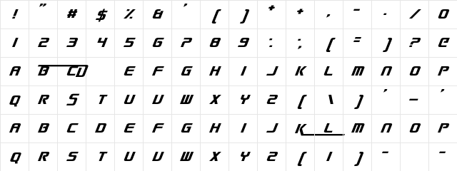 Smack Laideth Down 2016 Oblique Regular Character Map