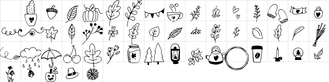 Autumn Dingbats Regular Character Map