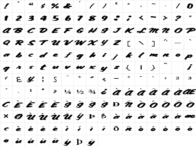 SmoothFontNew75 Regular Character Map