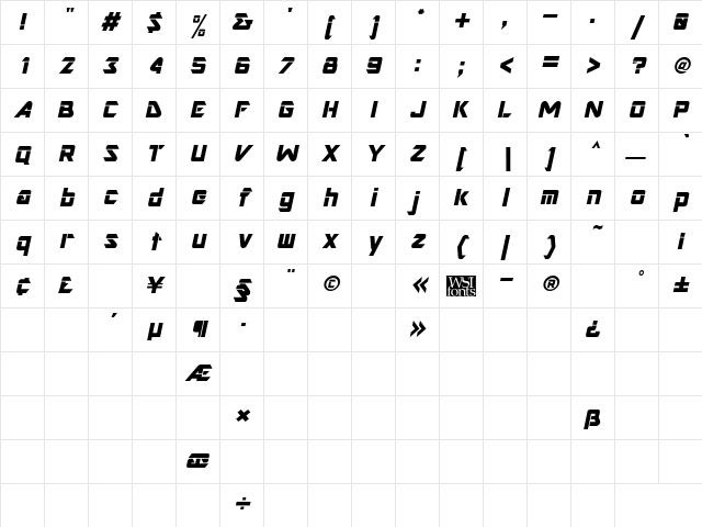 Nesbitt Bold Italic Character Map