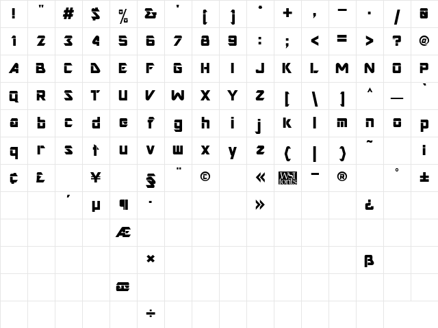 Nesbitt Bold Character Map