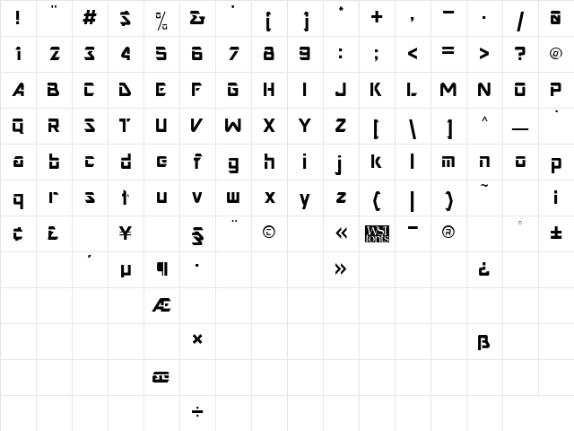 Nesbitt Regular Character Map